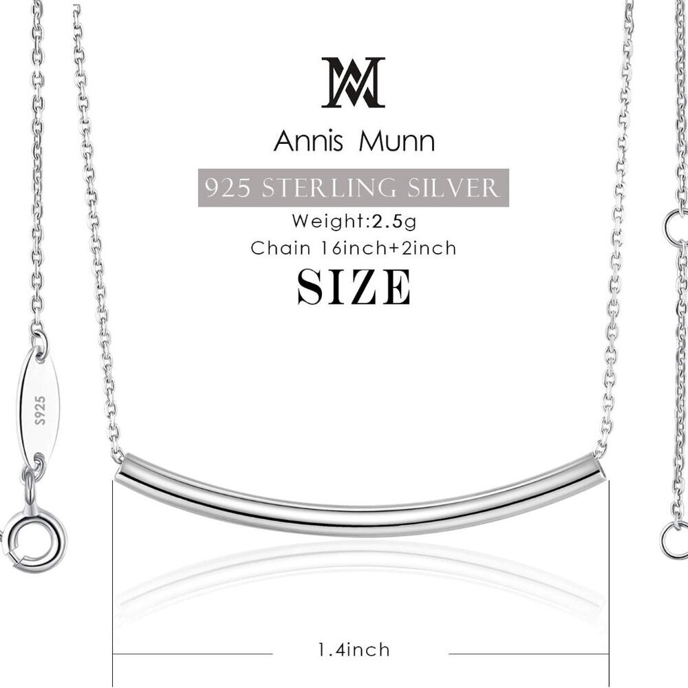 Balance Tube Bar Necklace - 925 Sterling Silver Bar Pendant Necklaces Simple Wom - Picture 3 of 7